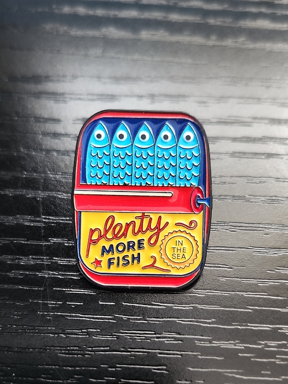Sardines Plenty More Fish Enamel Pin - Blue & Red Decorative Fish Tin